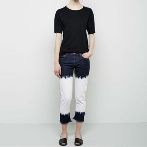 Isabel Marant Etoile Pradley Dip Dye Crop Jeans Colorblock Blue White Size 34 2